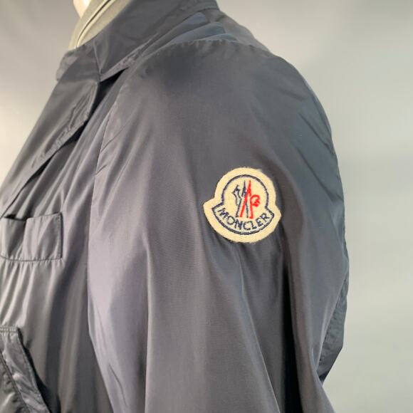 MONCLER Size L Millet Navy Grey Polyamide Layered Notch Lapel Jacket - Picture 6 of 10